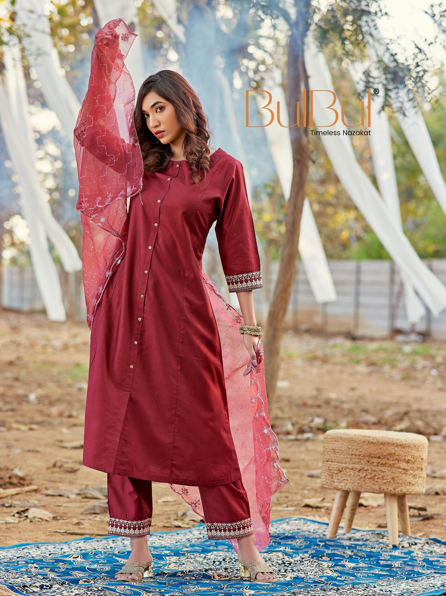 Candace Maroon Kurta Set with Dupatta