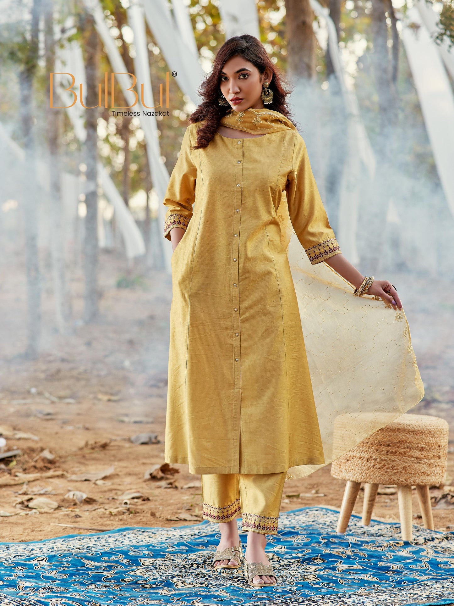 Candace Gold Kurta Set with Dupatta