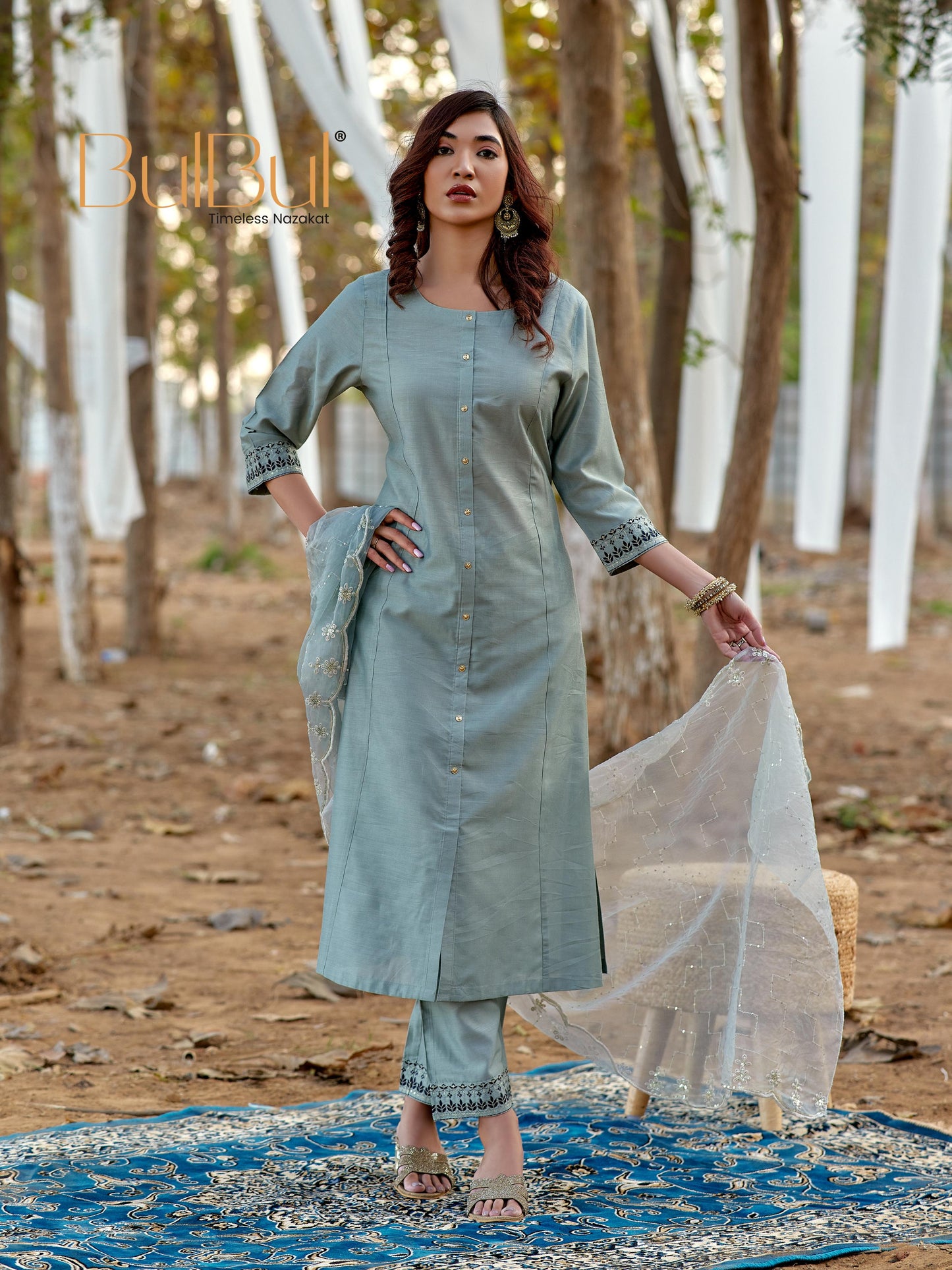 Candace Grey Kurta Set with Dupatta