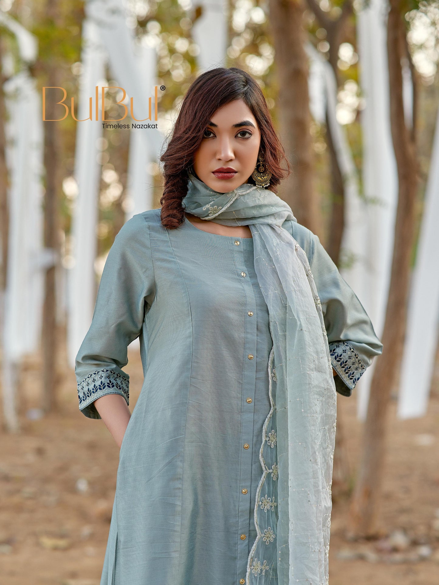 Candace Grey Kurta Set with Dupatta